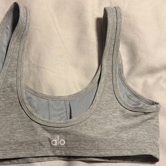 Alosoft SET - High-Waist 7/8 Highlight Legging & Center Stage Bra / S / Gray - Picture 6 of 10